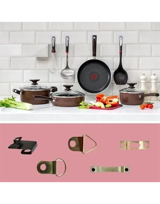 BUFFER® Süper Güçlü Çerçeve Askısı Pin Delgisiz Vidalı Tırnak Kanca Yapışkanlı Raf Tutucu Askı 5li