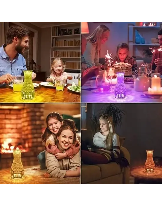 Omarı Renkli Işık Modlu USB Şarjlı Kumandalı Masa Üstü Lamba