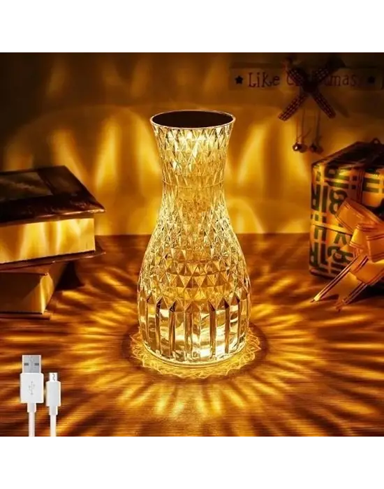 Omarı Renkli Işık Modlu USB Şarjlı Kumandalı Masa Üstü Lamba