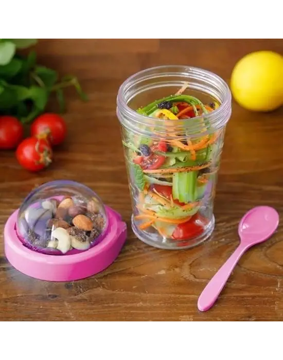 Omarı Pratik Kapaklı Kaşıklı Taşınabilir Yoğurt Kabı