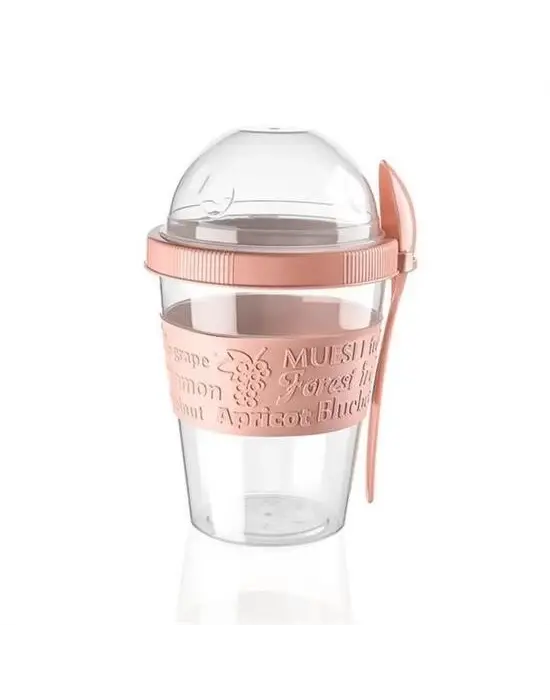 Omarı Pratik Kapaklı Kaşıklı Taşınabilir Yoğurt Kabı