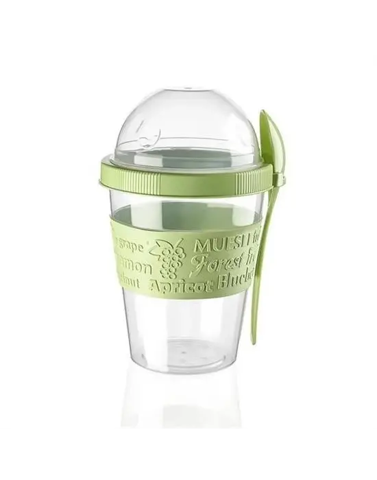 Omarı Pratik Kapaklı Kaşıklı Taşınabilir Yoğurt Kabı