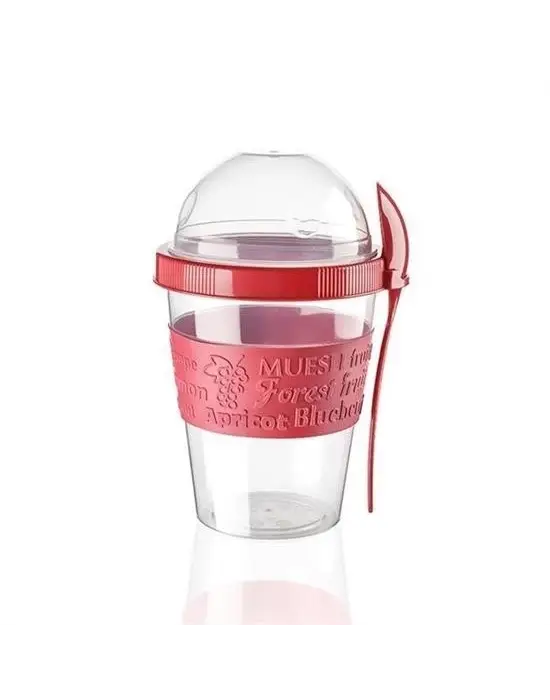 Omarı Pratik Kapaklı Kaşıklı Taşınabilir Yoğurt Kabı