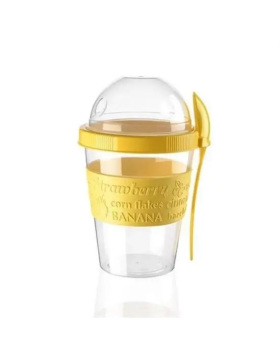 Omarı Pratik Kapaklı Kaşıklı Taşınabilir Yoğurt Kabı