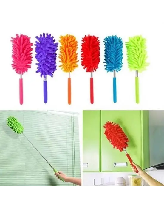 Omarı Pratik Teleskopik Mikrofiber Toz Alma Fırçası Aparatı