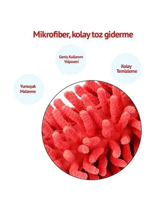 Omarı Pratik Teleskopik Mikrofiber Toz Alma Fırçası Aparatı
