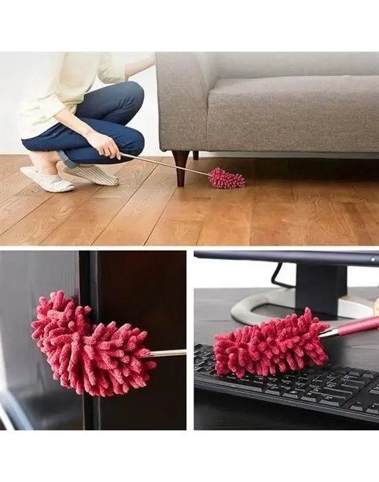 Omarı Pratik Teleskopik Mikrofiber Toz Alma Fırçası Aparatı