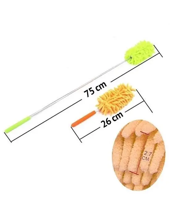 Omarı Pratik Teleskopik Mikrofiber Toz Alma Fırçası Aparatı