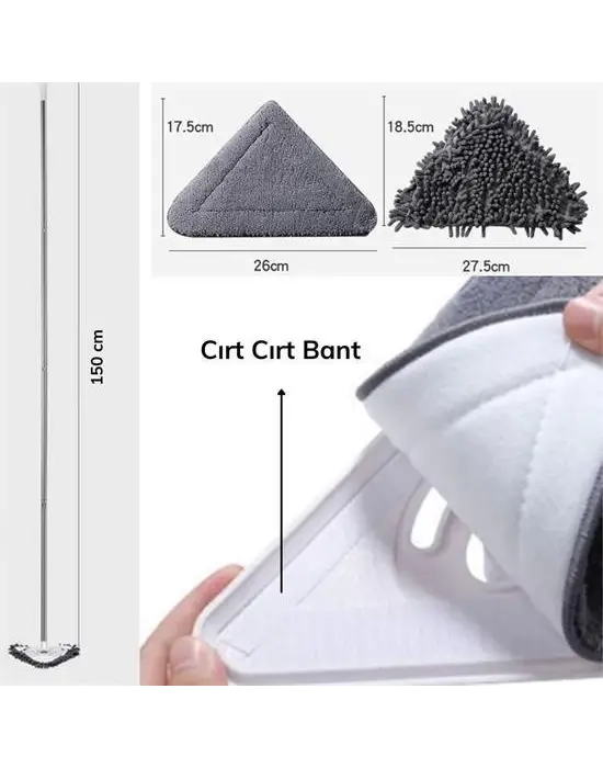 Omarı Teleskopik Saplı cm Üçgen Mop - Pratik ve Etkili Temizlik Çözümü