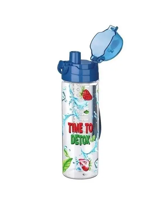 Omarı Tutma Saplı Kilitli Süzgeçli Taşınabilir Detoks Sporcu Matarası