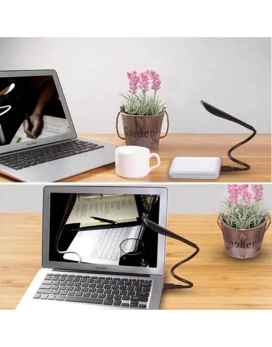 Omarı Dokunmatik USB Girişli 14 Ledli Masa Lambası Siyah