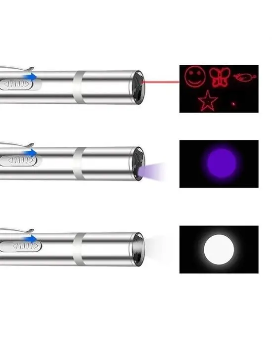 Omarı USB Şarj Edilebilen 3ü 1 Arada Kırmızı ve Beyaz LED Meşale Işığı