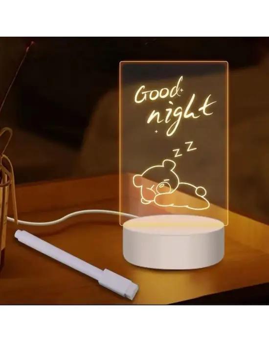 BUFFER® USB Kablolu Işıklı Kendiliğinden Beyaz Kalemli-Silgili Kreatif 3D Görselleştirme LED Lambası