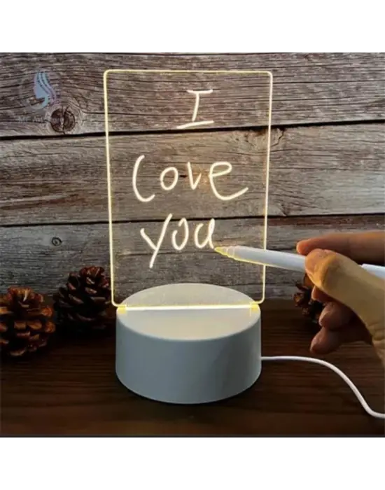 BUFFER® USB Kablolu Işıklı Kendiliğinden Beyaz Kalemli-Silgili Kreatif 3D Görselleştirme LED Lambası