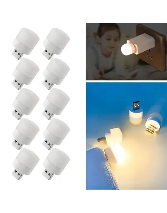 BUFFER® USB Mini Top LED 10’lu Aydınlatma Seti – Sıcak Renkli Gece Lambası, Enerji Tasarruflu Mikro LED Işıklar