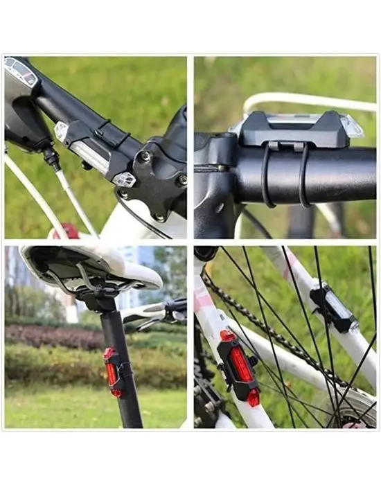 BUFFER® Usb Şarj Edilebilir Parlak Bisiklet Led Lamba Su Geçirmez Güvenlik Uyarı Arka Lamba Işığı