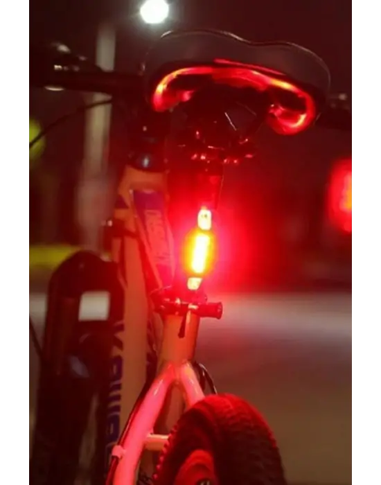 BUFFER® Usb Şarj Edilebilir Parlak Bisiklet Led Lamba Su Geçirmez Güvenlik Uyarı Arka Lamba Işığı