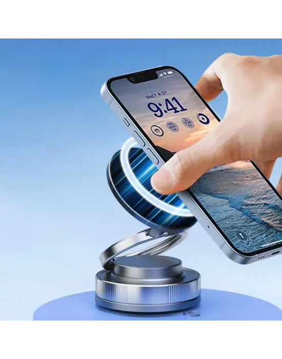BUFFER® Vakumlu Manyetik Telefon Tutucu – Güçlü Vakum 360° Döner Araç İçi Telefon Standı, Ultra Sabit Manyetik Destekli Mobil Cihaz Aparatı