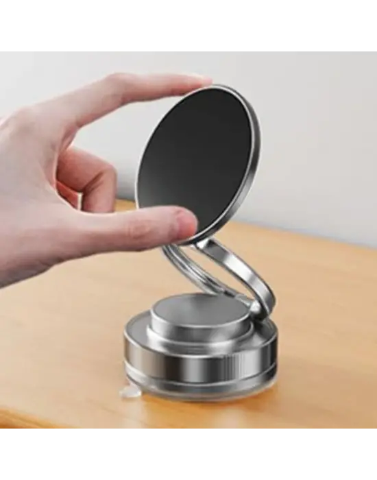 BUFFER® Vakumlu Manyetik Telefon Tutucu – Güçlü Vakum 360° Döner Araç İçi Telefon Standı, Ultra Sabit Manyetik Destekli Mobil Cihaz Aparatı