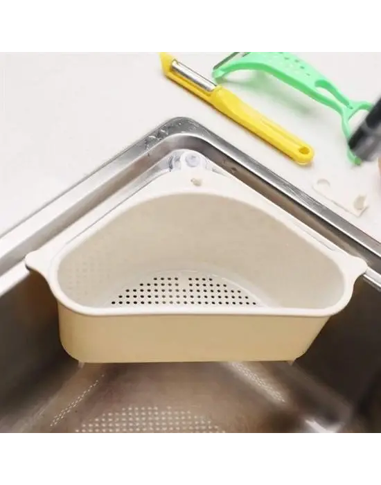 BUFFER® Vantuzlu Üçgen Sebze Meyve  Lavabo Raf Evye Süzgeç Sünger Tutucu Düzenleyici Mutfak Organize