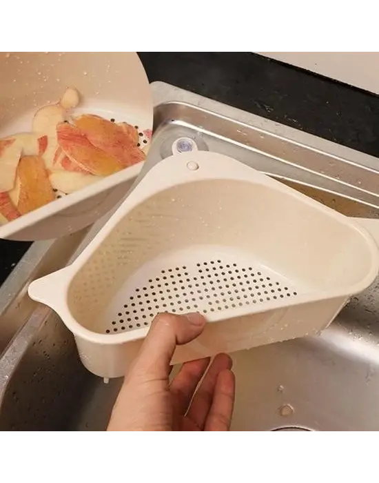 BUFFER® Vantuzlu Üçgen Sebze Meyve  Lavabo Raf Evye Süzgeç Sünger Tutucu Düzenleyici Mutfak Organize