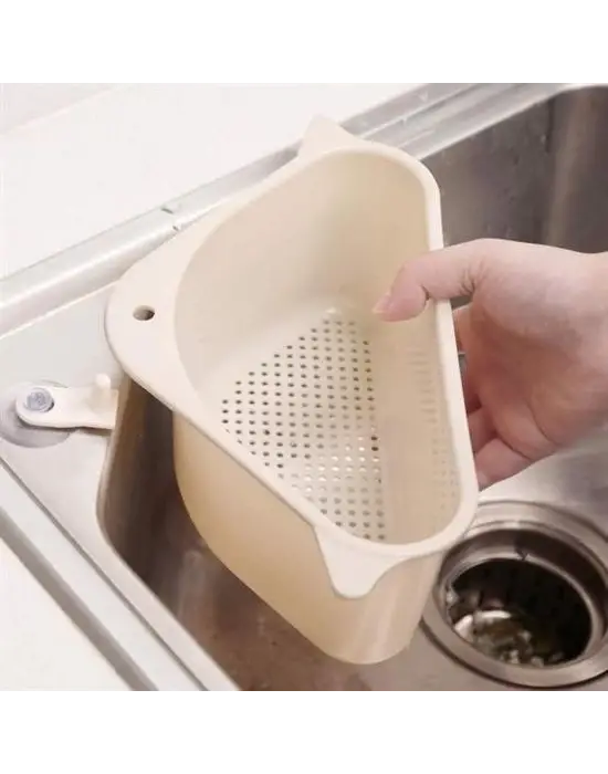 BUFFER® Vantuzlu Üçgen Sebze Meyve  Lavabo Raf Evye Süzgeç Sünger Tutucu Düzenleyici Mutfak Organize