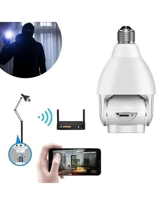 Omarı Panoramik Gece Görüş Akıllı Ampul Kamera