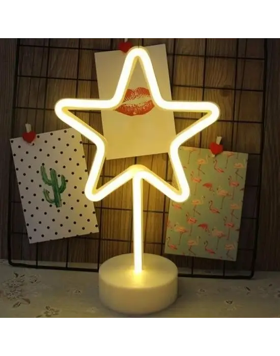 BUFFER® Yıldız Tasarımlı Neon Led Masa Ve Gece Lambası Dekoratif Işık