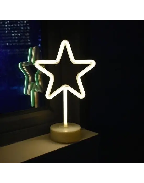 BUFFER® Yıldız Tasarımlı Neon Led Masa Ve Gece Lambası Dekoratif Işık