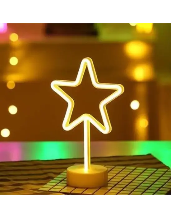 BUFFER® Yıldız Tasarımlı Neon Led Masa Ve Gece Lambası Dekoratif Işık