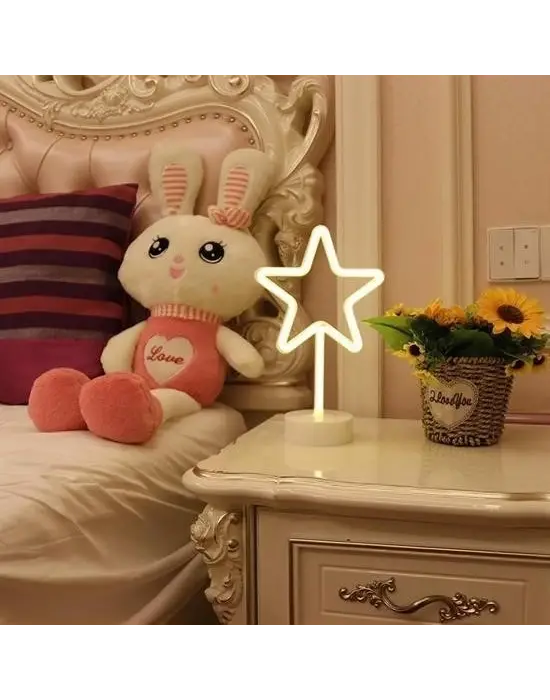 BUFFER® Yıldız Tasarımlı Neon Led Masa Ve Gece Lambası Dekoratif Işık