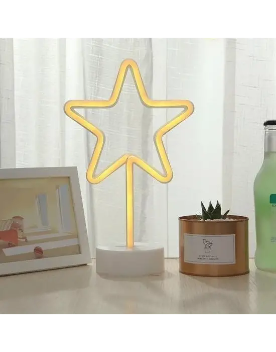 BUFFER® Yıldız Tasarımlı Neon Led Masa Ve Gece Lambası Dekoratif Işık