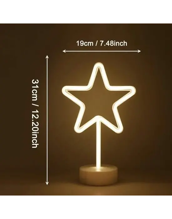 BUFFER® Yıldız Tasarımlı Neon Led Masa Ve Gece Lambası Dekoratif Işık
