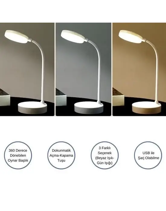 Omarı LED Lityum Masa Lambası with USB Port