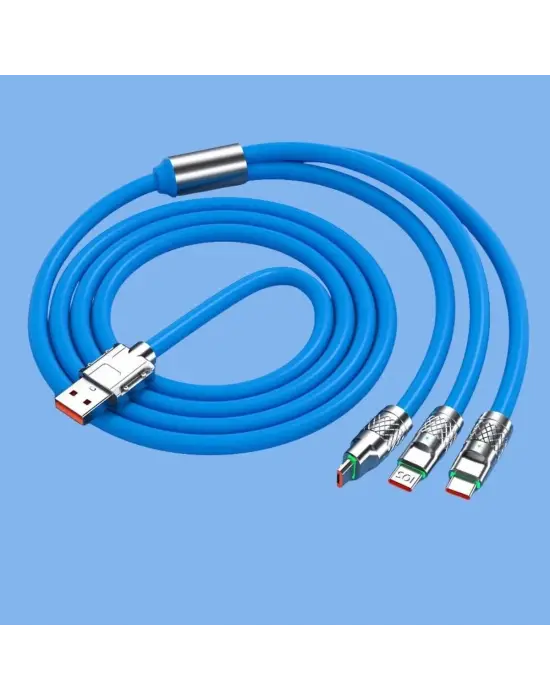 Omarı Hızlı Şarj Kablosu Mavi 3-in-1 Set