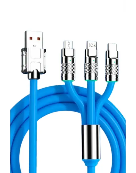 Omarı Hızlı Şarj Kablosu Mavi 3-in-1 Set