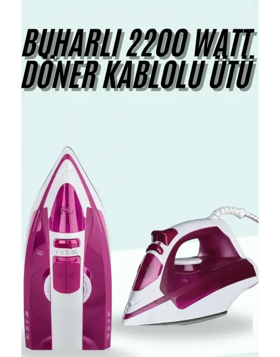 Buharlı Ütü 2200 Watt Seramik Tabanlı Taşınabilir Kablolu Ütü