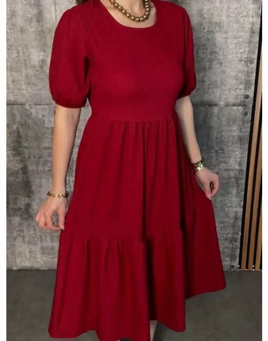 Omarı Şık Bürümcük Balon Elbise