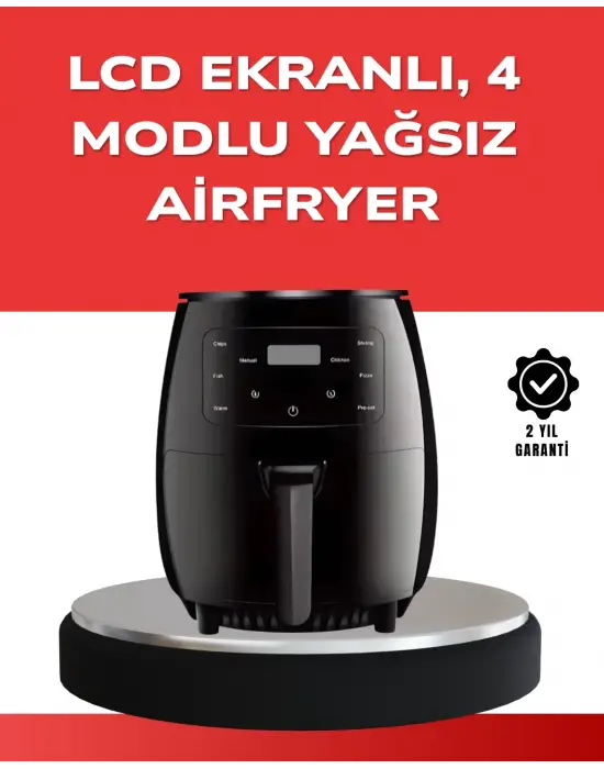 Büyük Boy 6 Litre Airfryer 2400w Sesli Uyarı Lcd Ekran