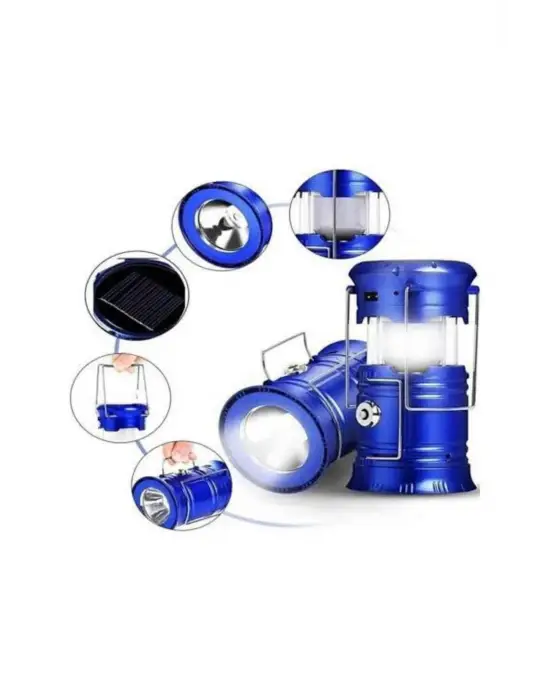 Büyük Boy Güneş Enerjili Kamp Feneri Işıldak Lamba Usb Şarjlı