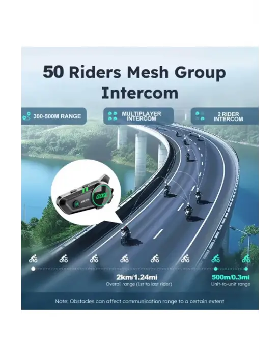 C50 2x Motosiklet Intercom Kask Kulaklık 1000 Mah Rgb Işıklı Çift Eşleşme