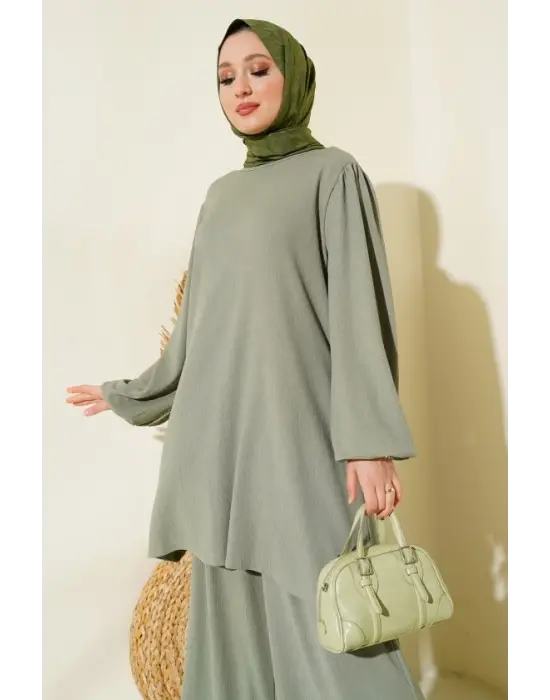 Çağla Yeşili Tunik Pantolon Alt Üst Takım 6663