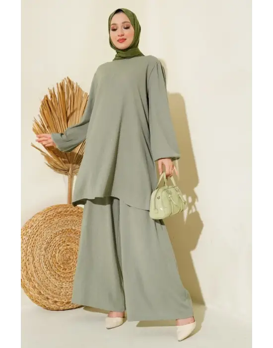 Çağla Yeşili Tunik Pantolon Alt Üst Takım 6663