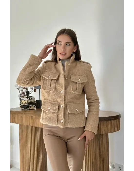 Camel Cepli Yumoş Ceket