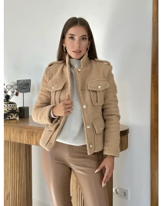 Camel Cepli Yumoş Ceket