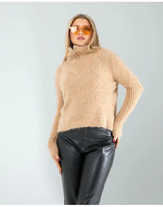 Omarı Şık Fermuarlı Sakal Triko