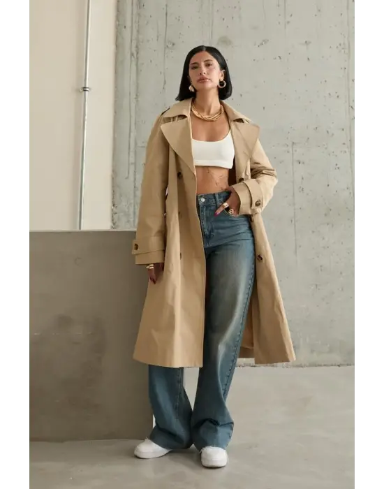 Omarı Kadın Uzun Kemerli Trençkot