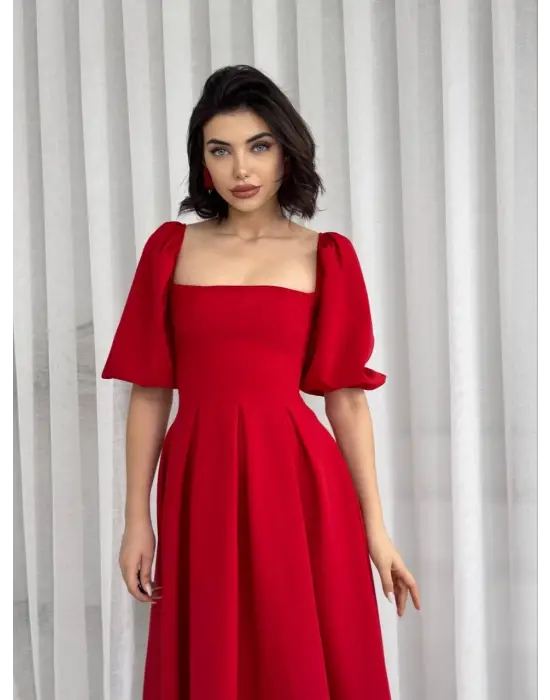 Omarı Çan Etekli Midi Boy Elbise