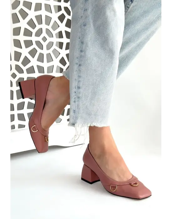 Modern Pudra Cilt Topuklu Ayakkabı