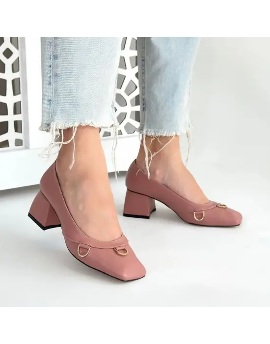 Modern Pudra Cilt Topuklu Ayakkabı
